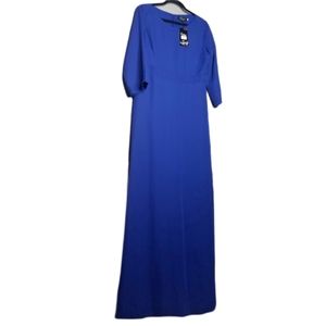 NWT Ruiyige Chiffon Blue Half Sleeve Long Maxi L